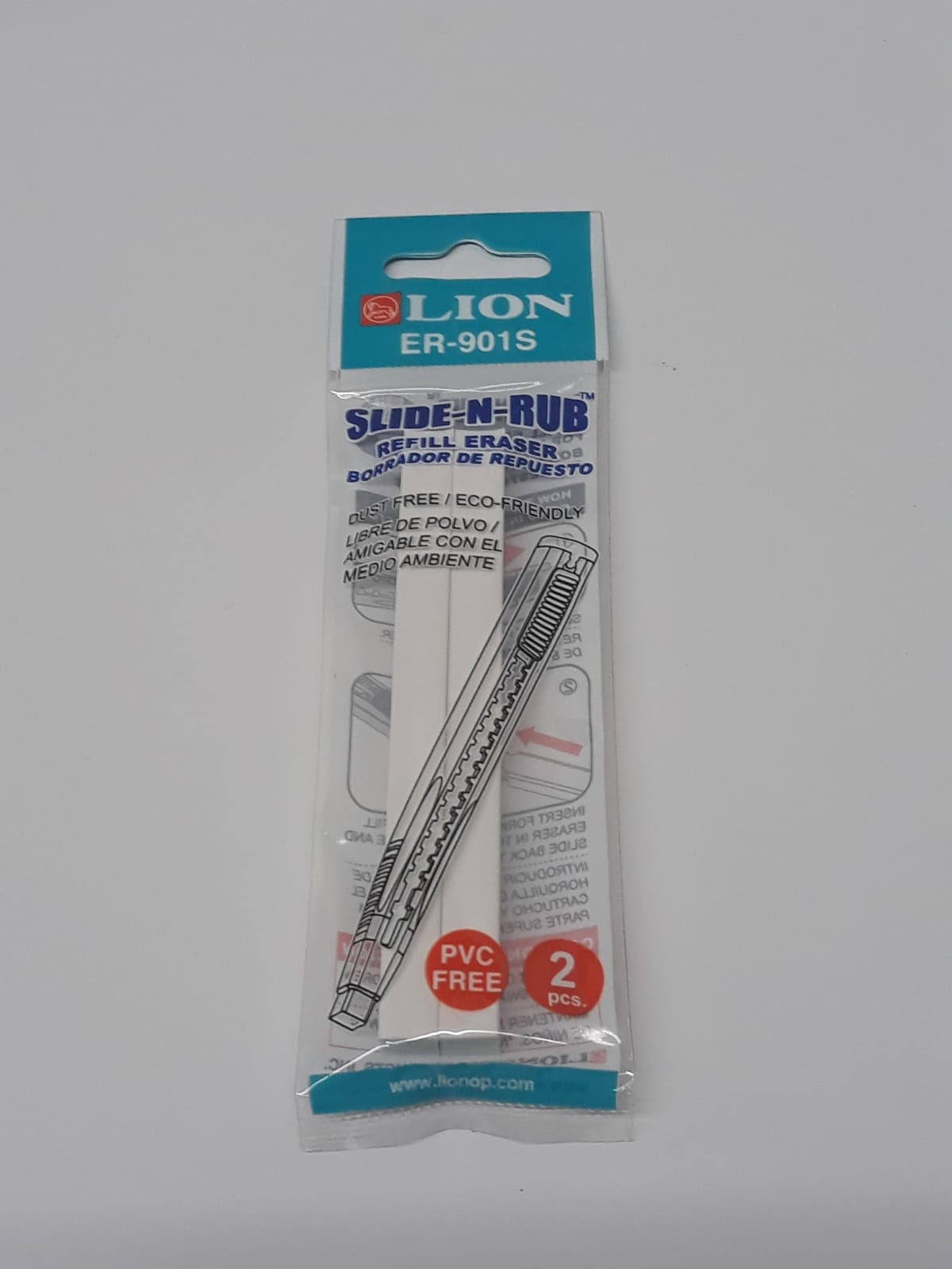 Lion SLIDE-N-RUB Retractable Pen Style Eraser ER-1S 