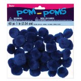 BLUE POM-POMS 1" 40PCS