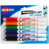 MARKS-A-LOT DRY-ERASE MARKERS 6CT