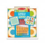 WOODEN CHESS AND PARCHISI SET