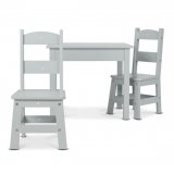 WOODEN TABLE AND CHAIRS GRAY SET