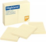 HL STICK NOTES YELLOW 4X6 RULED 12PK