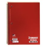 NORCOM NOTEBOOK 3-SUB WIRE BOUND WIDE RULED 10.5X8