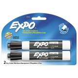 EXPO CHISEL DRY ERASE BLK 2CT