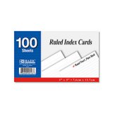 INDEX CARD 3X5 WHT RULED 100CT