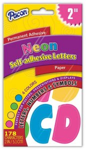 NEON 2'' SELF-ADHESIVE LETTERS