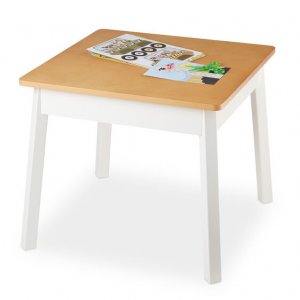 WOODEN SQUARE TABLE WHITE/NATURAL