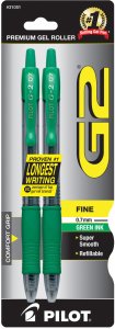 G2 GEL ROLLER GREEN FINE 2CT