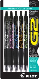 G2 GEL FASH COLEC BLK FINE 5PK