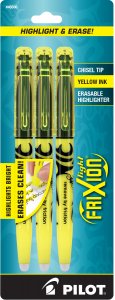 FRIXION HIGHLIGHTER YELLOW 3PK