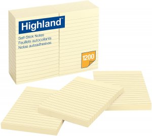 HL STICK NOTES YELLOW 4X6 RULED 12PK