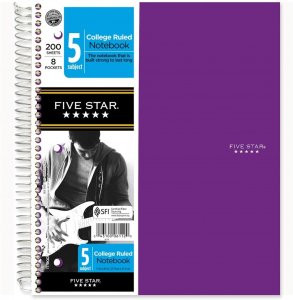 5 STAR NOTEBOOK 5 SUB COL RULED BRIGHT