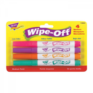 WIPE-OFF MARKERS BRIGHT COLORS 4CT